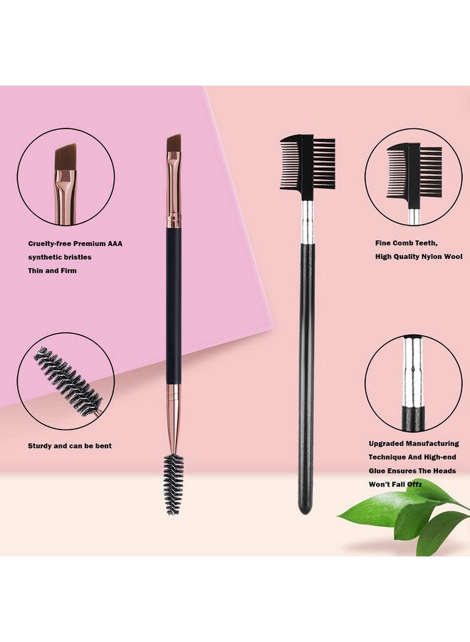 DELAYNOMORE77 Duo Eyebrow Brush Eyebrow Brush Eyelash Comb And Eyebrow Brush Professional Angled Eye Brow Brush And Spoolie Brush Set. (Black+Black) - Image 2