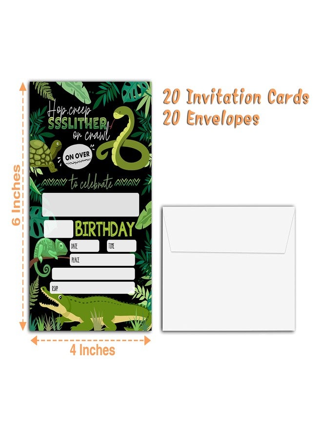 YQV Reptile Birthday Party Invitations, 20-Count Snake Lizard Crocodile Theme Birthday Party Invites With Envelopes-HBYQK-B36 - Image 4
