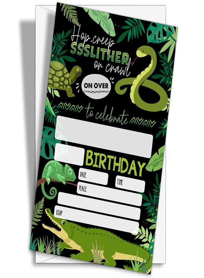 YQV Reptile Birthday Party Invitations, 20-Count Snake Lizard Crocodile Theme Birthday Party Invites With Envelopes-HBYQK-B36 - Image 1