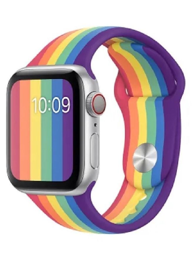 سوار رياضي سيليكون لساعات آبل 44mm 45mm 46mm 49mm بألوان قوس قزح