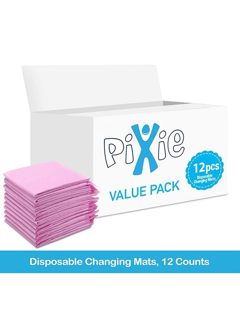 Pixie Disposable Changing Mats, 12 Counts, Soft Waterproof Mat, Portable Leak Proof Changing Mat, New Mom Leak-Proof Under pad, Mattress Table Protector Pad - Image 2