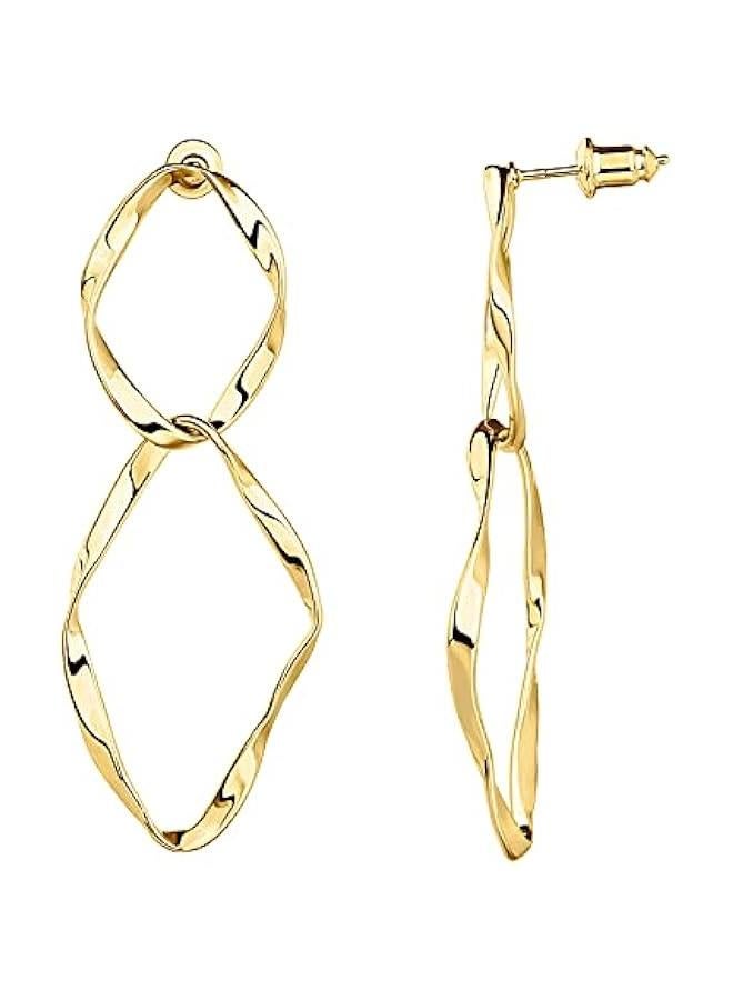 PAVOI 14K Gold Plated Dangle Earrings for Women | Infinity Cute Hanging Hoop Earrings - Image 1