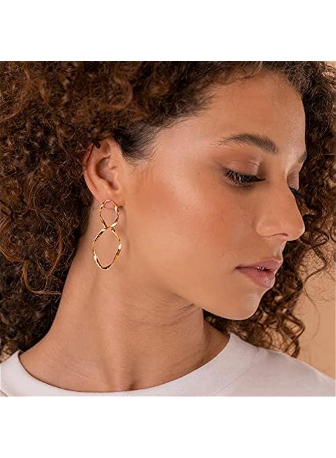 PAVOI 14K Gold Plated Dangle Earrings for Women | Infinity Cute Hanging Hoop Earrings - Image 2