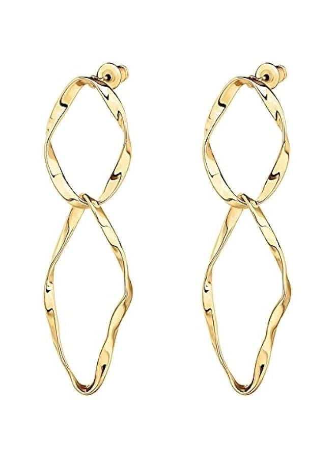 PAVOI 14K Gold Plated Dangle Earrings for Women | Infinity Cute Hanging Hoop Earrings - Image 3