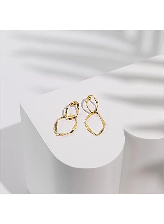 PAVOI 14K Gold Plated Dangle Earrings for Women | Infinity Cute Hanging Hoop Earrings - Image 4