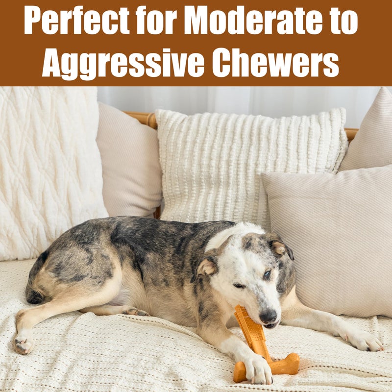 SPOT Bam-Bones Plus T Bone - Bamboo Fiber & Nylon, Durable Long Lasting Dog Chew for Aggressive Chewers â€“ Toy for Dogs & Puppies Under 90lbs, Non-Splintering, 7in, Allergen Free Peanut Butter Flavor - Image 2