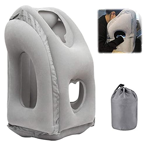 PALAY® Inflatable Travel Pillow, Inflatable Neck Air Pillow for Sleeping, Support Head, Chin, Neck and Lumbar, Avoid Neck & Shoulder Pain, Comfortable for Airplane, Car, Polyvinyl Chloride, Grey - Image 1