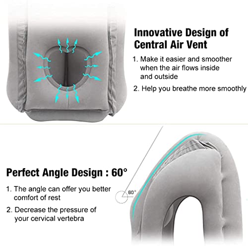 PALAY® Inflatable Travel Pillow, Inflatable Neck Air Pillow for Sleeping, Support Head, Chin, Neck and Lumbar, Avoid Neck & Shoulder Pain, Comfortable for Airplane, Car, Polyvinyl Chloride, Grey - Image 3