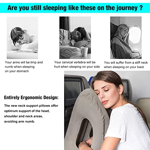 PALAY® Inflatable Travel Pillow, Inflatable Neck Air Pillow for Sleeping, Support Head, Chin, Neck and Lumbar, Avoid Neck & Shoulder Pain, Comfortable for Airplane, Car, Polyvinyl Chloride, Grey - Image 4