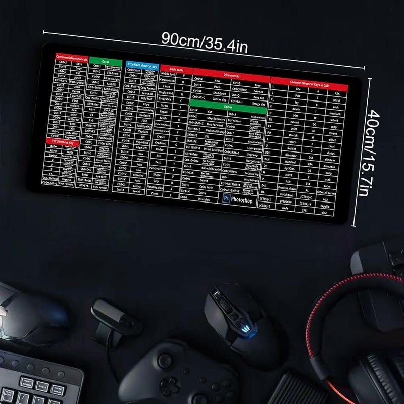 إكسفور لوحة مفاتيح، لوحة مفاتيح كبيرة جدًا مضادة للانزلاق، مع نمط اختصارات برامج المكتب، لوحة ماوس اختصارات المكتب، وسادات ماوس للمكتب، لوحة ماوس ولوحة مفاتيح، 15.7 × 35.43 بوصة - Image 4
