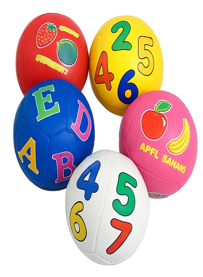 Gmefvr Kids Mini Football Multi Random Design and Color (ABC,123, Fruits, Vegetable, Cartoon) (Football with Air Pump) - Image 2