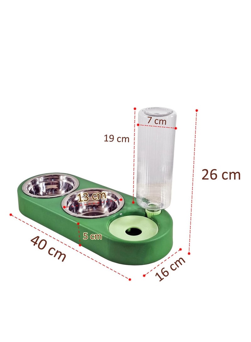 أن ان سي بيتس وحدة تغذية أوتوماتيكية للحيوانات الأليفة وموزع مياه، وعاء تغذية 2 في 1 للقطط والكلاب الصغيرة والمتوسطة الحجم، محطة تغذية متينة مع أوعية من الفولاذ المقاوم للصدأ، وزجاجة مياه، وتصميم غير قابل للانزلاق 40 سم (أخضر) - Image 2