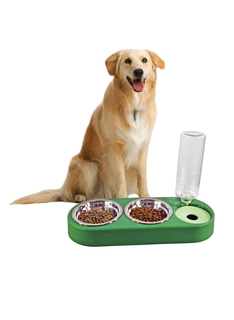 أن ان سي بيتس وحدة تغذية أوتوماتيكية للحيوانات الأليفة وموزع مياه، وعاء تغذية 2 في 1 للقطط والكلاب الصغيرة والمتوسطة الحجم، محطة تغذية متينة مع أوعية من الفولاذ المقاوم للصدأ، وزجاجة مياه، وتصميم غير قابل للانزلاق 40 سم (أخضر) - Image 1