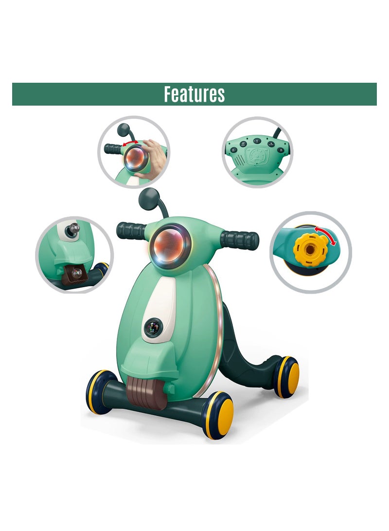 Little Story Multifunctional Baby Walker With Light And Music, Fun And Learning Toy - Green - Image 2