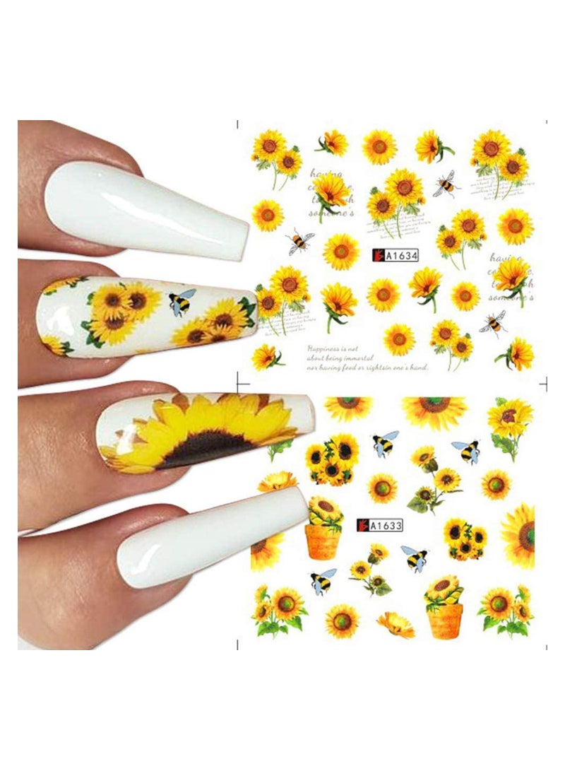 Y&D KASTWAVE 12PCS Sunflower Nail Stickers Floral Flower Art Water Decals Transfer Foils for Nails Watermark Small Daisy Flowers Designs Tattoos Women Supplies Manicure Decorations - Image 5