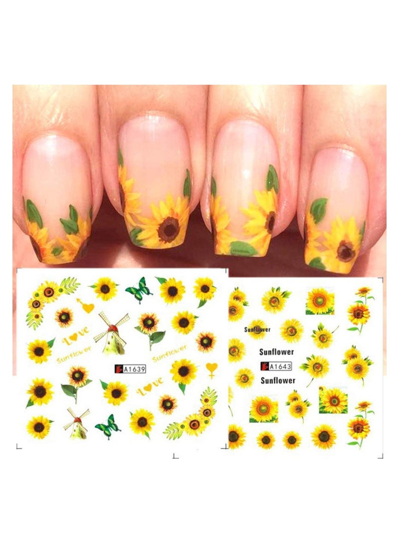 Y&D KASTWAVE 12PCS Sunflower Nail Stickers Floral Flower Art Water Decals Transfer Foils for Nails Watermark Small Daisy Flowers Designs Tattoos Women Supplies Manicure Decorations - Image 3