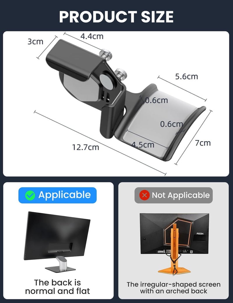 إليفانت بوت حامل سماعات الرأس ELEPHANTBOAT® للزاوية اليمنى للشاشة، حامل سماعات الرأس المعلق مع دعم آمن لإعدادات الكمبيوتر الشخصي والشاشة والألعاب - Image 2