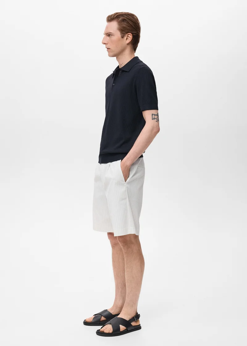 Mango Man Ribbed Knit Polo Shirt