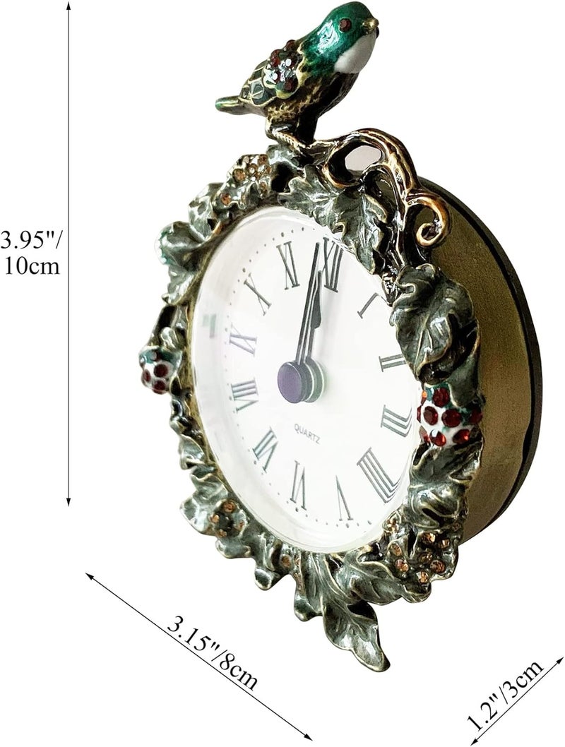 Pewery Decorative Mini Table Clock, Vintage Metal Silent Analog Quartz Battery Operated Table Top Clock for Living Room Decor Shelf - Image 2