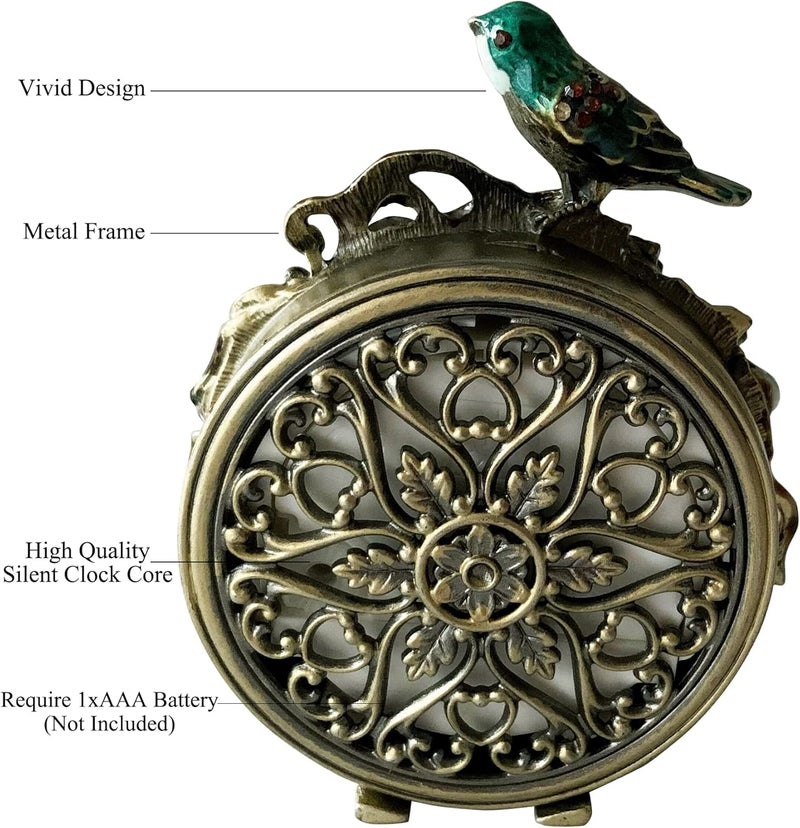 Pewery Decorative Mini Table Clock, Vintage Metal Silent Analog Quartz Battery Operated Table Top Clock for Living Room Decor Shelf - Image 3