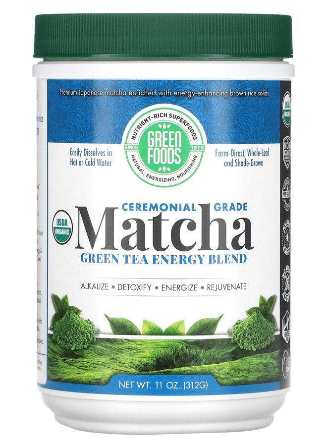 Green Foods Ceremonial Grade Matcha Green Tea Energy Blend 11 oz (312 g) 
