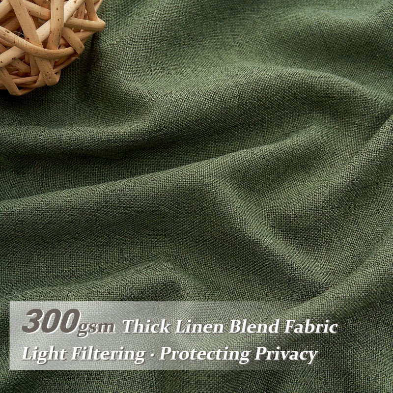 PleatedDrapes Olive Green Linen Curtains 96 Inches Long 2 Panels Set, Modern Aesthetic Pinch Pleated Dark Academia Living Room Light Filtering Sheer Ceiling Track Curtains with Hooks Decor Drapes for Bedroom Window - Image 2