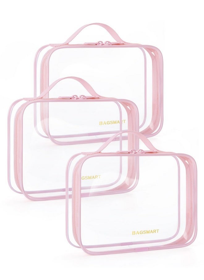 BAGSMART Clear Toiletry Bag, Tsa Approved Travel Toiletry Bag Carry On Travel Accessories Bag Airport Airline Quart Size Bags Water-Resistant Makeup Bag For Women  - Image 1