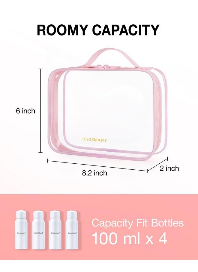 BAGSMART Clear Toiletry Bag, Tsa Approved Travel Toiletry Bag Carry On Travel Accessories Bag Airport Airline Quart Size Bags Water-Resistant Makeup Bag For Women  - Image 3