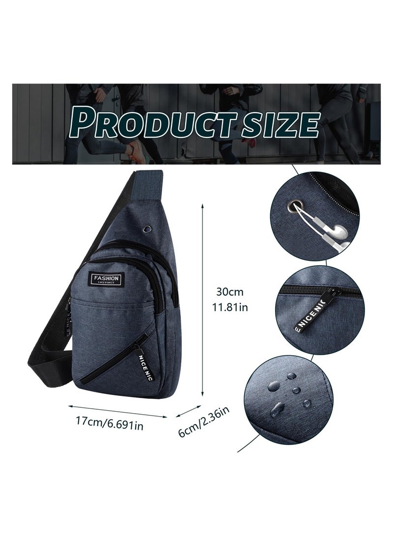 SYOSI Sling Bag for Men Women, Small Rucksack Lightweight Nylon Backpack Anti-theft Casual Men Women Chest Bag, Slim Cross Body Bag for Hiking Cycling Running Outdoor Travelling (Bule) - Image 2
