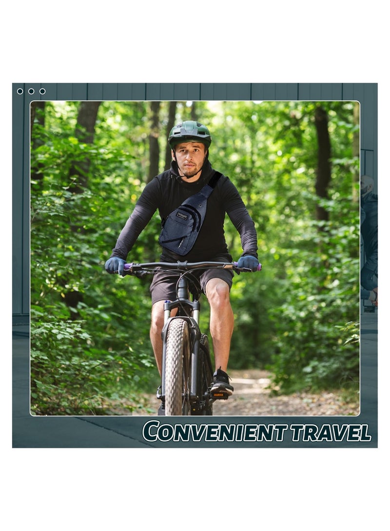 SYOSI Sling Bag for Men Women, Small Rucksack Lightweight Nylon Backpack Anti-theft Casual Men Women Chest Bag, Slim Cross Body Bag for Hiking Cycling Running Outdoor Travelling (Bule) - Image 5