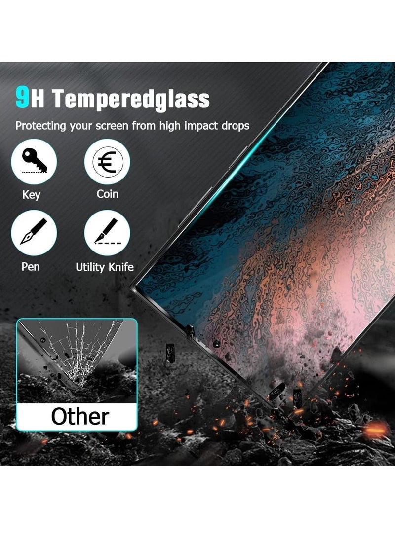 BORTONY Galaxy S22 Ultra Screen Protector [2+2 Pack] Camera Lens Protector, Fingerprint Unlock Support, HD Tempered Glass, Touch Sensitive, Anti Scratch, for Samsung S22 Ultra 5G Glass - Image 2