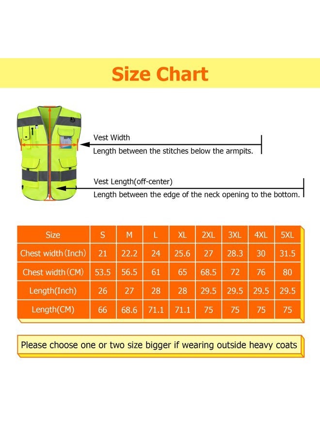 TCCFCCT Safety Vest 9 Pockets High Visibility Reflective Safety Vest for Men Women, Hi Vis Work Vest with Reflective Strips, Meets ANSI/ISEA Standards, (Yellow, 3X-Large) - Image 5