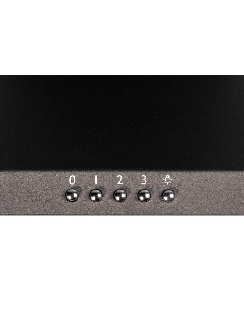 NOVEX شفاط مطبخ تقليدي بعمود 60 سم أسود مع فلاتر كربون - شفاط مثبت على الحائط 600 مم - شفاط هواء مطبخ أسود - Image 4