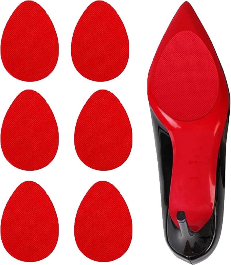 Ashoesert 's Shoe Sole Protector for Heels,Shoe Grips on Bottom of Shoes, Anti Slip Shoe Grips,Non Slip Shoe Pads,Non Slip Pads for Shoes, Shoe Gummies for Heels, Red - 3 Pairs, 3.5"×2.5" - Image 1