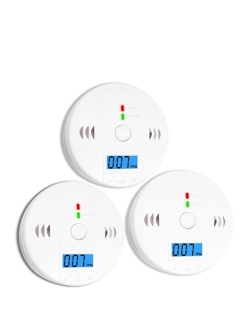 3 Pack Carbon Monoxide detectors,co Detector,Carbon Monoxide Alarm,co2 Detector Battery Powered with LCD Display,Carbon Monoxide Detector,for Home - Image 1