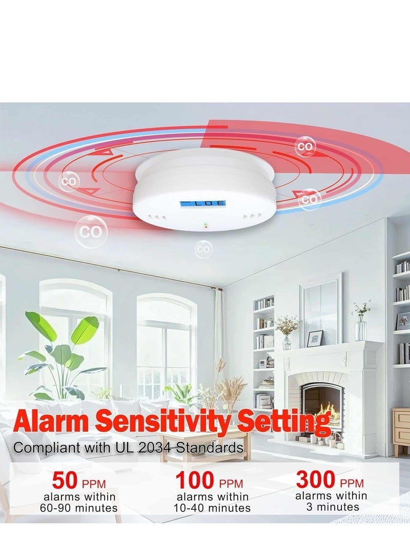 3 Pack Carbon Monoxide detectors,co Detector,Carbon Monoxide Alarm,co2 Detector Battery Powered with LCD Display,Carbon Monoxide Detector,for Home - Image 3