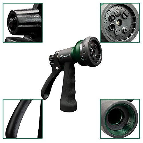AUTOMAN-Garden-Hose-Nozzle, ABS Water Spray Nozzle with 7 Adjustable Watering Patterns, Slip Resistant for Watering Plants, Lawn& Garden, Washing Cars, Cleaning, Showering Pets & Outdoor Fun. - Image 3