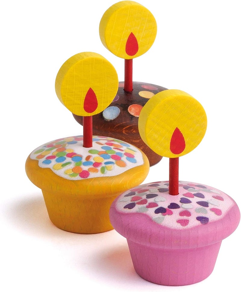 Erzi Happy Birthday Muffins Toy Set - Wooden Play Food - Image 1