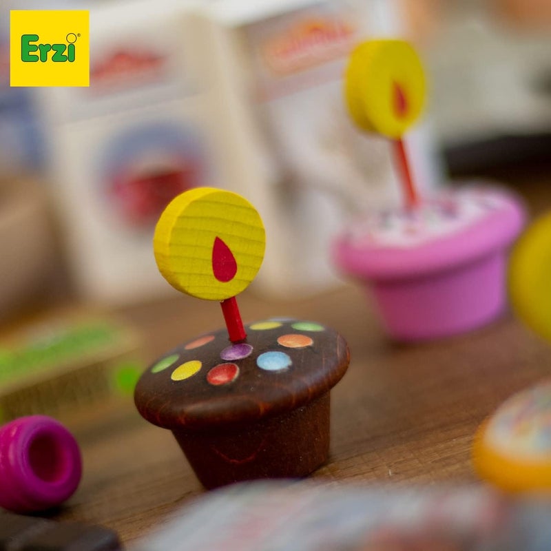 Erzi Happy Birthday Muffins Toy Set - Wooden Play Food - Image 3
