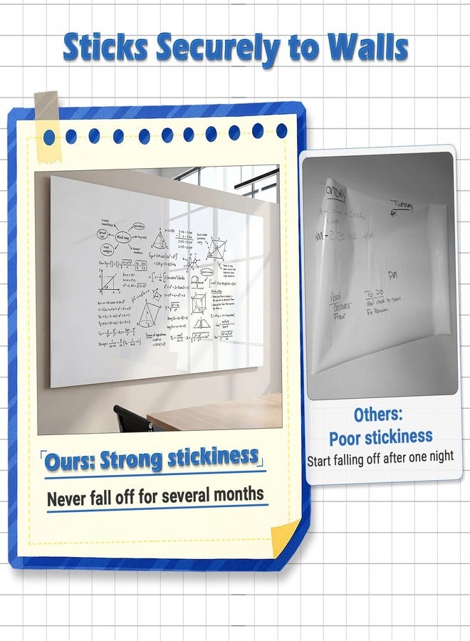AFMAT White Board Sticker for Wall, 1.44x11ft Peel and Stick Whiteboard Wallpaper, Stain-Proof & Super Sticky Dry Erase Wall Decal, Dry Erase Contact Paper Roll for Table/Door, 4 Markers WS11E - Image 2