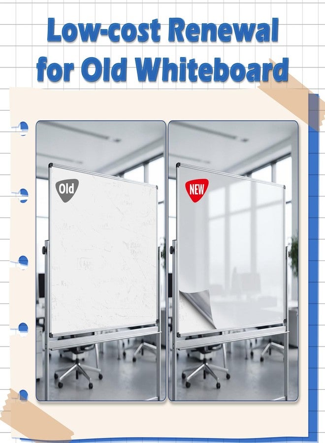 AFMAT White Board Sticker for Wall, 1.44x11ft Peel and Stick Whiteboard Wallpaper, Stain-Proof & Super Sticky Dry Erase Wall Decal, Dry Erase Contact Paper Roll for Table/Door, 4 Markers WS11E - Image 4