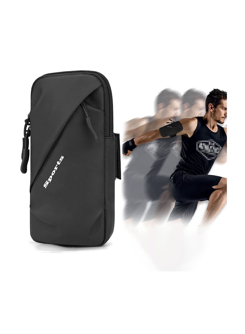 KASTWAVE Phone Armband Sleeve for Running, Universal Sports Armband for All Phones, Cell Phone Holder Armband for Exercise Workout Walking Gym (Black) - Image 1