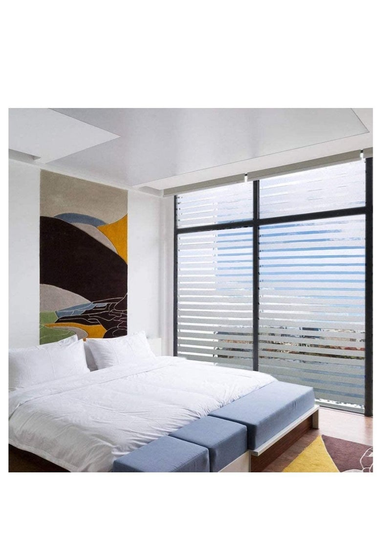 Captaintech Privacy Window Film Static Cling Frosted Window Film Opaque Glass Film No Glue Window Sticker UV Protection White Stripe for Office Living Room or Kitchen - Image 5