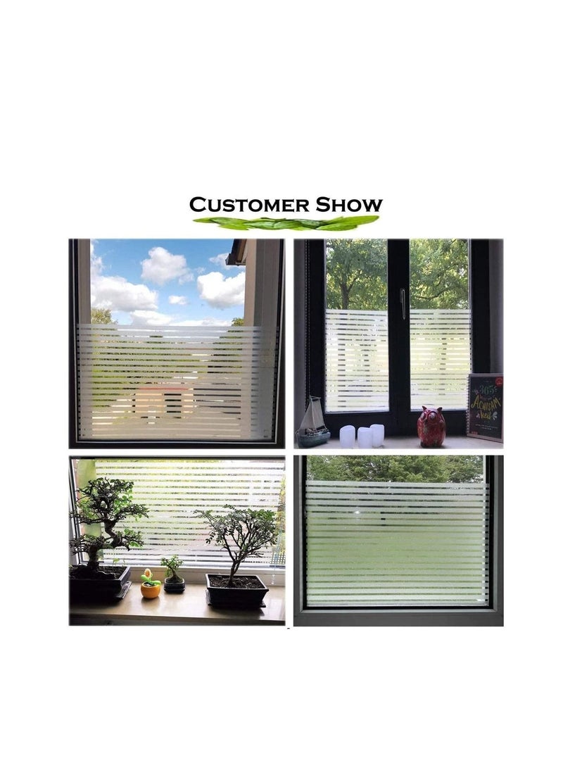Captaintech Privacy Window Film Static Cling Frosted Window Film Opaque Glass Film No Glue Window Sticker UV Protection White Stripe for Office Living Room or Kitchen - Image 2