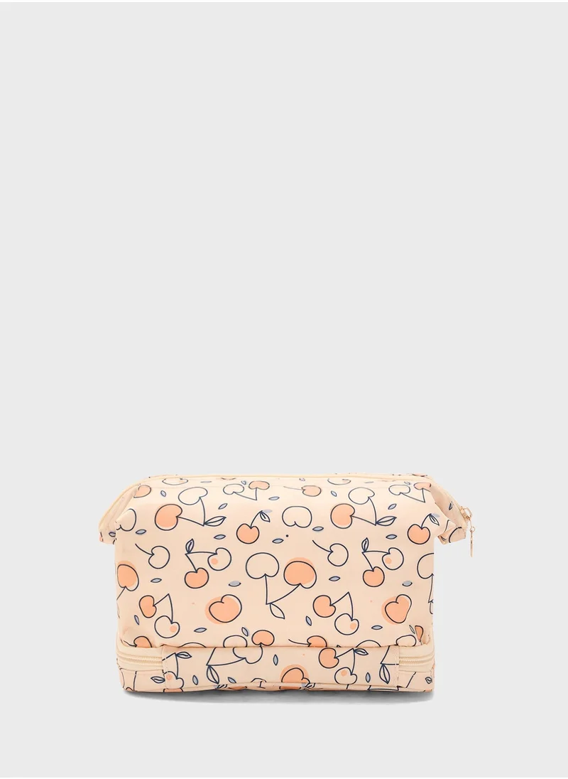 جينجر Cherry Print Cosmetic Bag