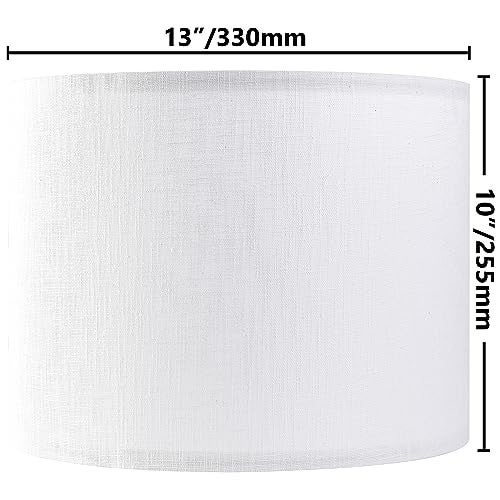 GO&SO Set of 2 Pure White Linen Drum Lamp Shade 13" Top x 13" Bottom x 10" High (Spider) Contemporary Lamp Shades for Table Lamps & Bedside Lamps Replacement Lampshade - GO&SO - Assembly is Required - Image 2