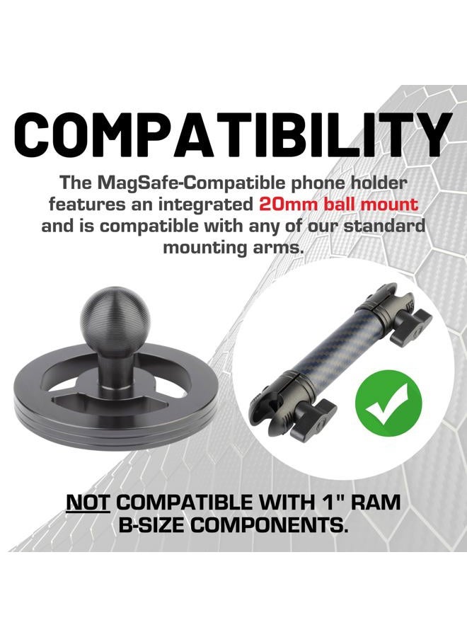 Bulletpoint Dash Mount Magnetic Cell Phone Holder Compatible with MagSafe iPhone Smartphones - 20mm (0.787 inches) Attachment Ball (MagSafe Holder only) - Image 3