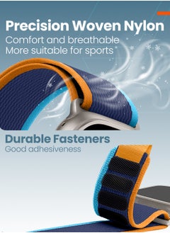 Moxedo Moxedo Trail Loop Watch Band Adjustable Sports Nylon Woven with Convenient Pull Tab Compatible with Apple Watch Band Series 8 7 6 5 4 3 2 1 SE Ultra Design for 44mm 45mm 49mm -Orange/Light Blue  - Image 2