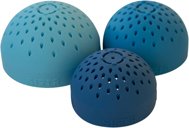 SIFTR (BLUE) Nesting Can Strainer Mini Colander Set - Space Saving Small Colanders and Strainers - Multi Use Kitchen Gadget - Silicone Can Strainer - Image 1