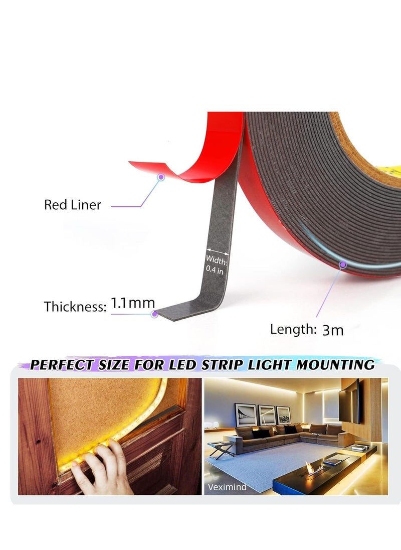 Generic - 3M Heavy Duty Double Sided Tape - 10mm x 3m, 1.1mm Thick, Mounting Adhesive Foam Tape for Automotive, Home, Office Decor (10mm x 3m) - Image 1